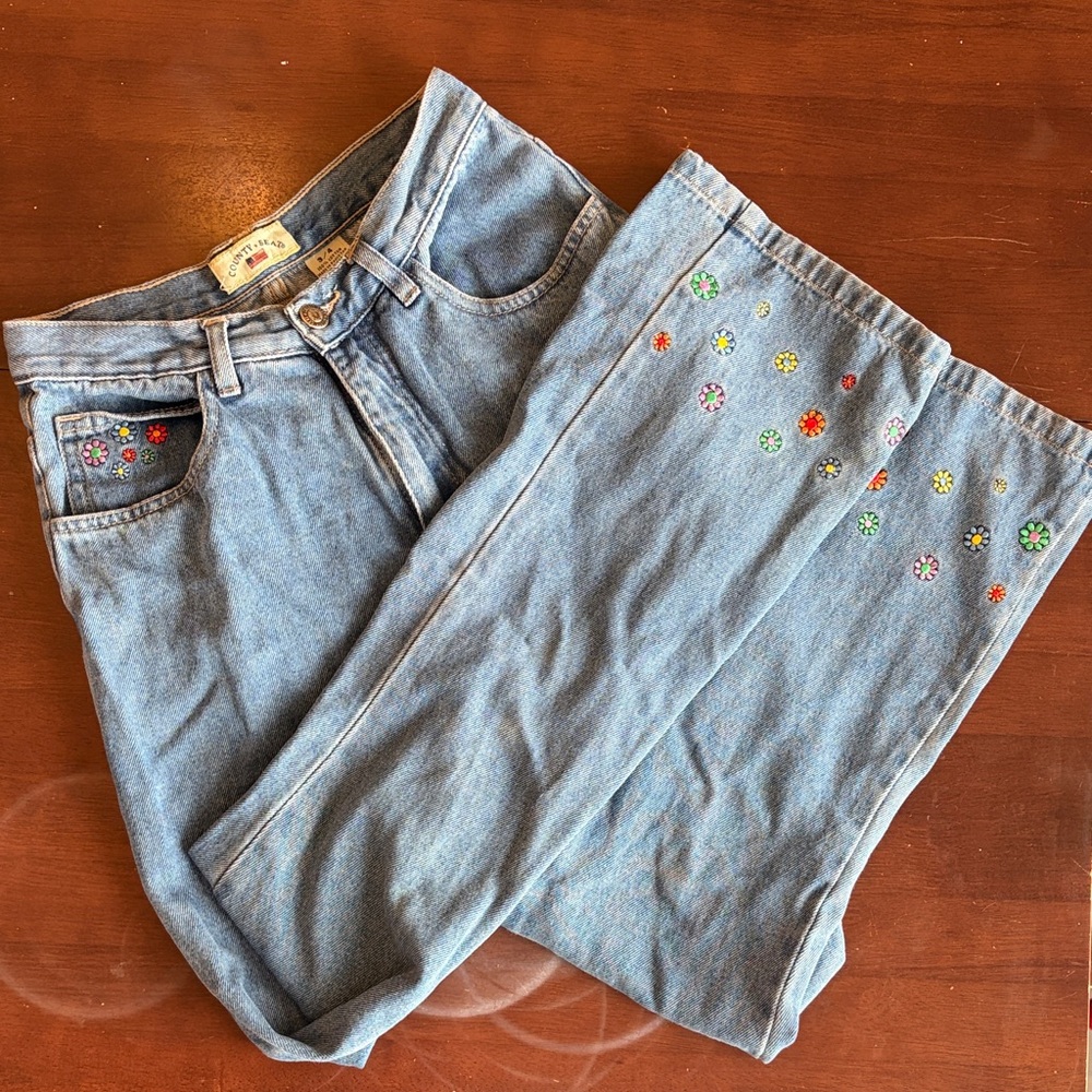 Embroidered Flare Jeans